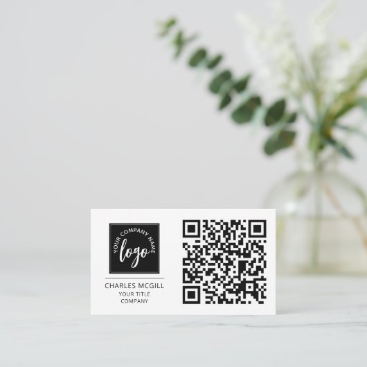 QR Code Business Logo | Moderne beroepsbeoefenaren Visitekaartje (Staand voorkant)