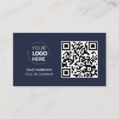 QR Code Business Logo | Moderne marineberoepen Visitekaartje (Voorkant)