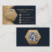 QR Code Business Logo | Moderne marineberoepen Visitekaartje (Voorkant / Achterkant)