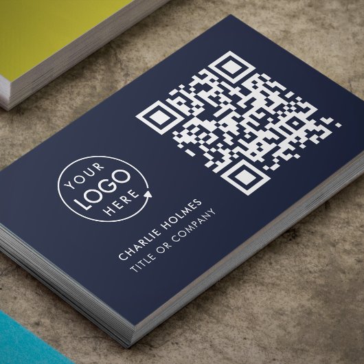 QR Code Business Logo | Moderne marineberoepen Visitekaartje