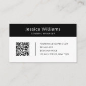 QR Code Business Logo Moderne Professional Black Visitekaartje (Achterkant)