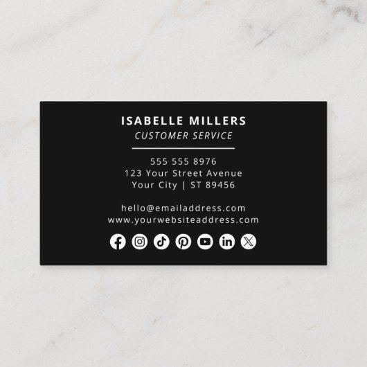 QR Code Business Logo Moderne Professional Black Visitekaartje (Achterkant)