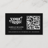 QR Code Business Logo Moderne Professional Black Visitekaartje (Voorkant)