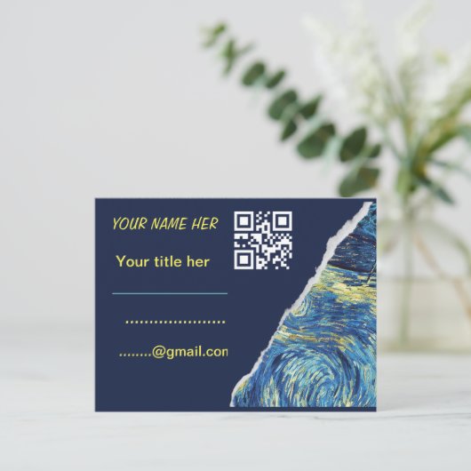 QR Code Business Logo Moderne Professional Briefkaart (Staand voorkant)