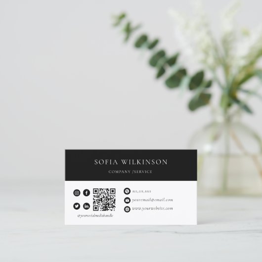 QR Code Business Logo Moderne Professional Visitekaartje (Staand voorkant)