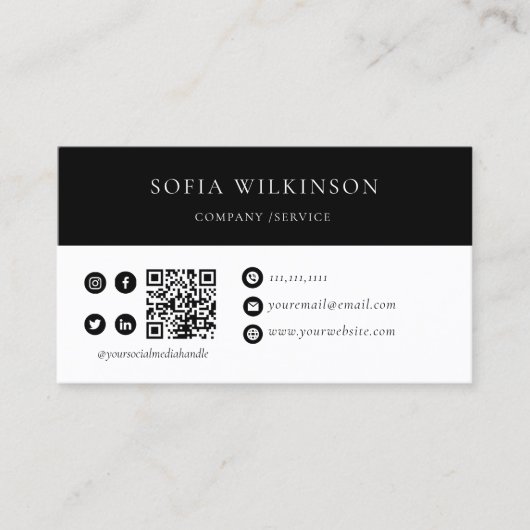QR Code Business Logo Moderne Professional Visitekaartje (Voorkant)