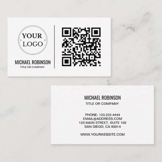 QR Code Business Logo Moderne Professional Visitekaartje (Voorkant / Achterkant)