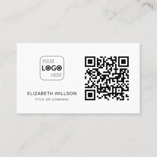 QR Code Business Logo Moderne Professional Visitekaartje (Voorkant)