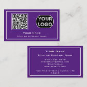 QR Code Business Logo Paars minimalist Visitekaartje (Voorkant / Achterkant)
