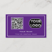 QR Code Business Logo Paars minimalist Visitekaartje (Voorkant)