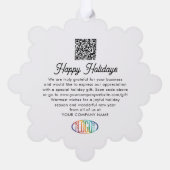 QR Code Business Logo Prettige feestdagen Ornament Kaart (Achterkant)