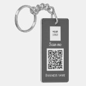 QR Code Business Logo Professional, aangepast grij Sleutelhanger (Voorkant Links)