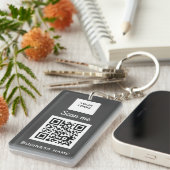 QR Code Business Logo Professional, aangepast grij Sleutelhanger (Voorkant Rechts)
