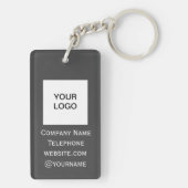 QR Code Business Logo Professional, aangepast grij Sleutelhanger (achterkant)