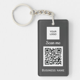 QR Code Business Logo Professional, aangepast grij Sleutelhanger