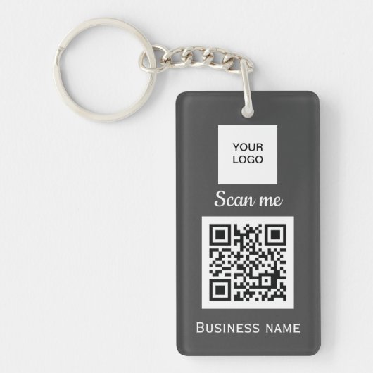 QR Code Business Logo Professional, aangepast grij Sleutelhanger (Voorkant)