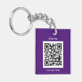 QR Code Business Logo Professional Aangepast Paars Sleutelhanger (Voorkant Links)