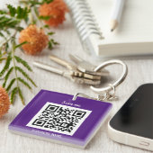 QR Code Business Logo Professional Aangepast Paars Sleutelhanger (Voorkant Rechts)