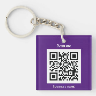 QR Code Business Logo Professional Aangepast Paars Sleutelhanger
