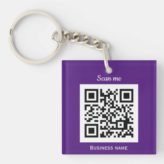 QR Code Business Logo Professional Aangepast Paars Sleutelhanger (Voorkant)