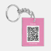 QR Code Business Logo Professional Aangepast roze Sleutelhanger (Voorkant Links)