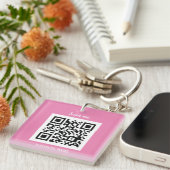 QR Code Business Logo Professional Aangepast roze Sleutelhanger (Voorkant Rechts)
