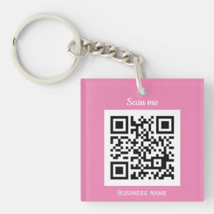 QR Code Business Logo Professional Aangepast roze Sleutelhanger