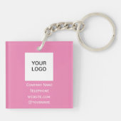 QR Code Business Logo Professional Aangepast roze Sleutelhanger (Achterkant)