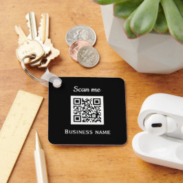 QR-code Business Logo Professional - Aangepast zwa Sleutelhanger