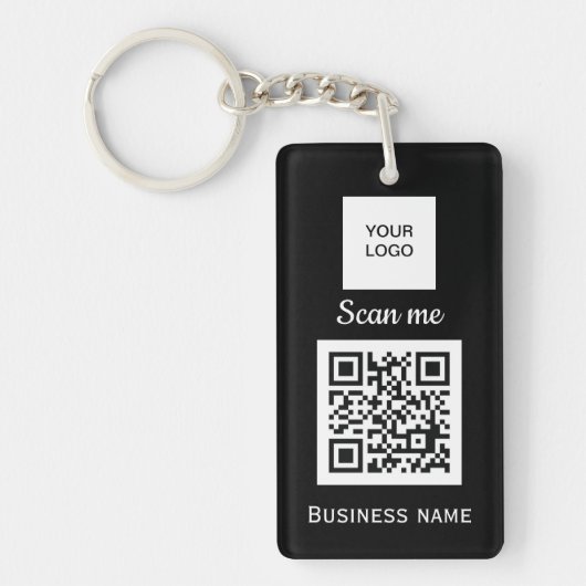 QR-code Business Logo Professional - Aangepast zwa Sleutelhanger (Voorkant)