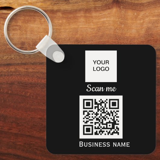QR Code Business Logo Professional - Aangepast zwa Sleutelhanger (Voorkant)
