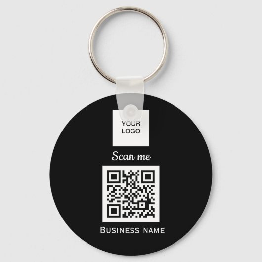 QR-code Business Logo Professional - Aangepast zwa Sleutelhanger (Voorkant)