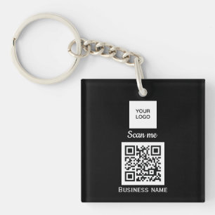QR-code Business Logo Professional - Aangepast zwa Sleutelhanger