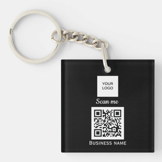 QR-code Business Logo Professional - Aangepast zwa Sleutelhanger (voorkant)