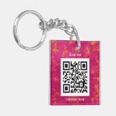 QR Code Business Logo Professional Aangepaste roze Sleutelhanger (Voorkant Links)