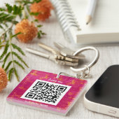 QR Code Business Logo Professional Aangepaste roze Sleutelhanger (Voorkant Rechts)