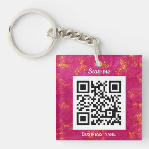 QR Code Business Logo Professional Aangepaste roze Sleutelhanger