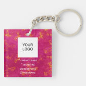 QR Code Business Logo Professional Aangepaste roze Sleutelhanger (Achterkant)