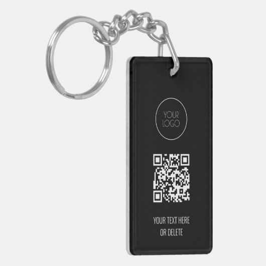 QR Code Business Logo Professional Black en White Sleutelhanger (Voorkant Links)