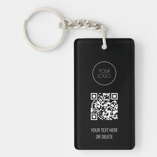 QR Code Business Logo Professional Black en White Sleutelhanger (Voorkant)