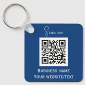 QR Code Business Logo Professional Blauw Sleutelhanger (Voorkant)