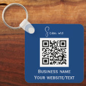 QR Code Business Logo Professional Blauw Sleutelhanger (Voorkant)