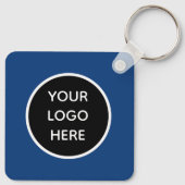 QR Code Business Logo Professional Blauw Sleutelhanger (Achterkant)
