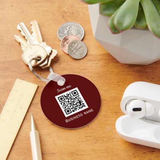 QR Code Business Logo Professional Custom Bourgogn Sleutelhanger (Bureau)