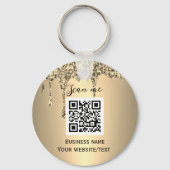 QR Code Business Logo Professional Gold Sleutelhanger (Voorkant)