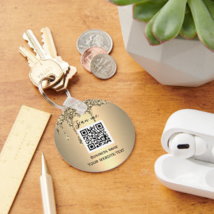 QR Code Business Logo Professional Gold Sleutelhanger