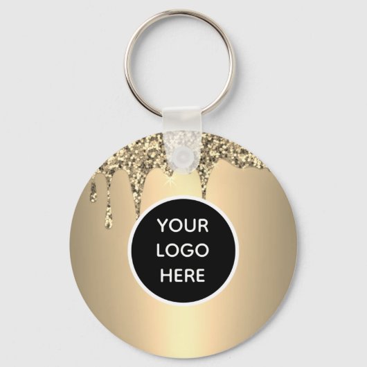 QR Code Business Logo Professional Gold Sleutelhanger (Achterkant)