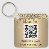 QR Code Business Logo Professional Gold Sleutelhanger (Voorkant)