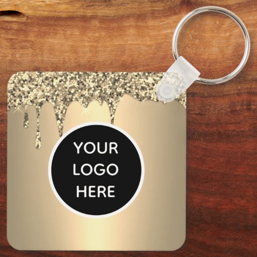 QR Code Business Logo Professional Gold Sleutelhanger (Achterkant)