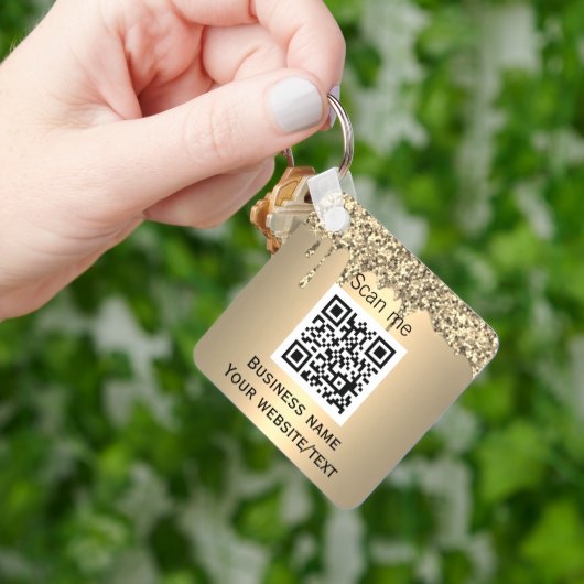 QR Code Business Logo Professional Gold Sleutelhanger (Hand)